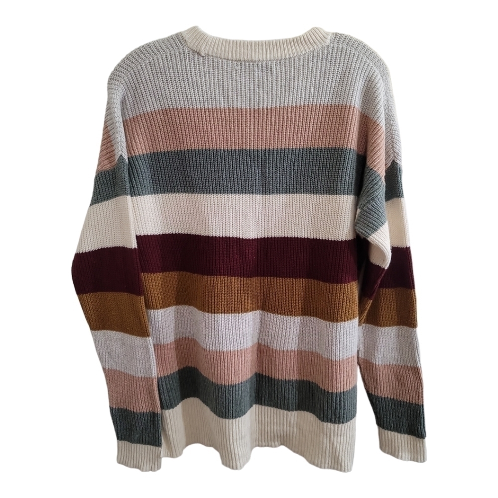 Madewell Thompson Colorblock Rainbow Striped Pocket Sweater Oversized Small - Picture 6 of 7